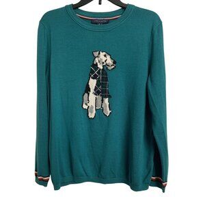 GREEN Sweater with Terrier Dog Design